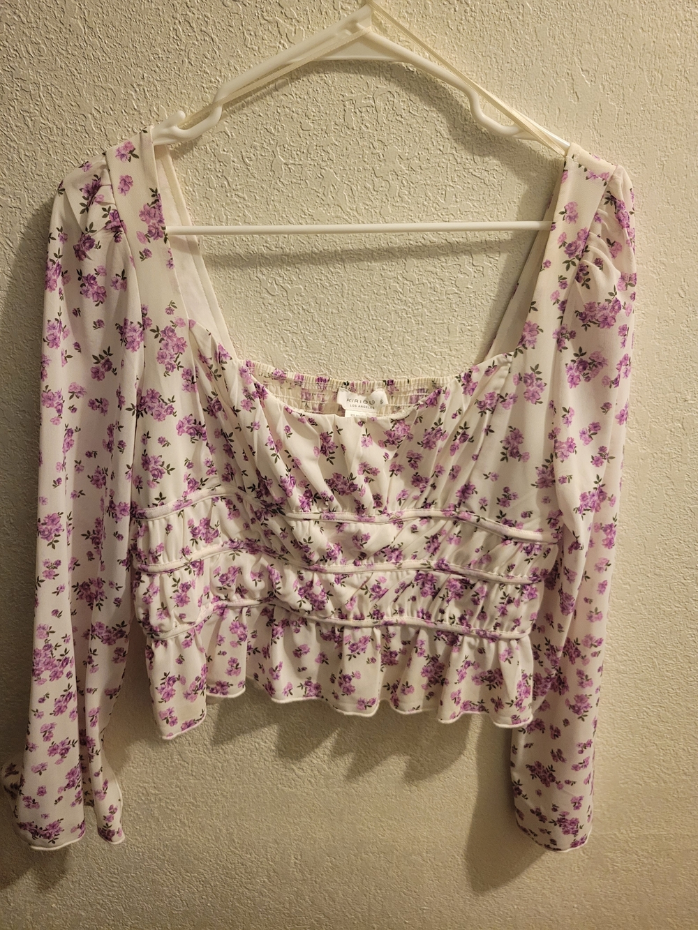 iris White Blouse with Purple Floral Print